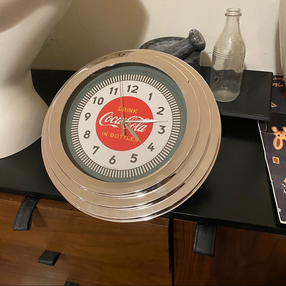 Coca Cola clock chrome finish